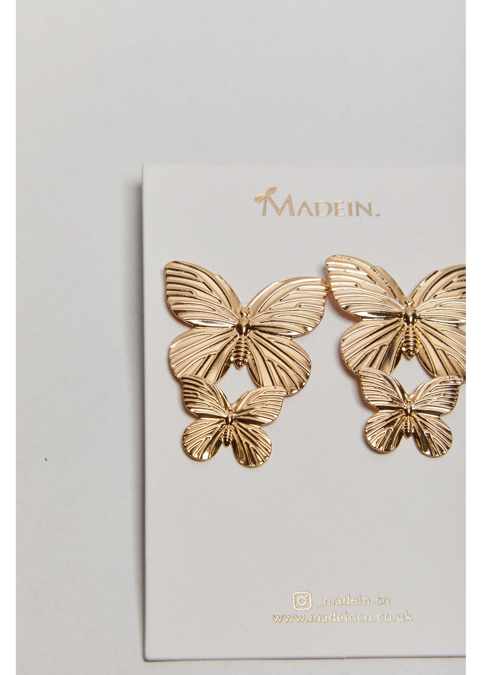 Madein Gold Butterfly Drop Earrings