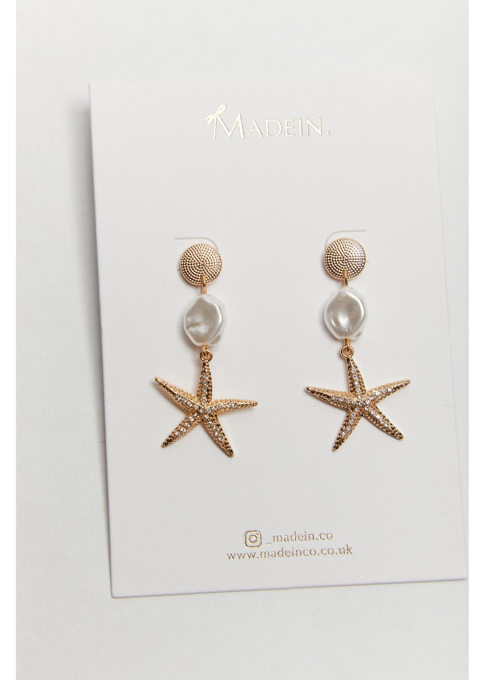 Madein Pink Pearl Starfish Earrings