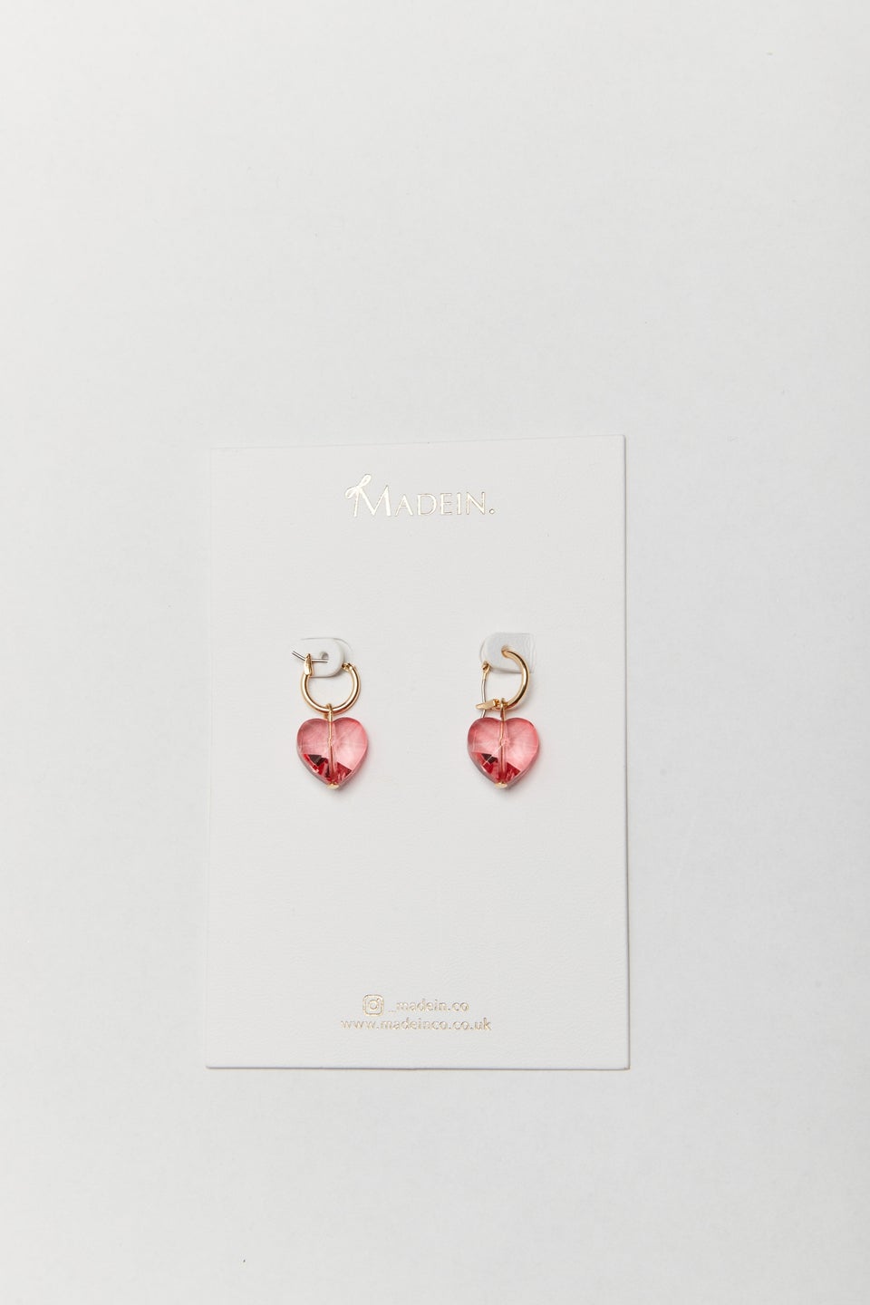 Madein Gold and Red Heart Jewel Earrings