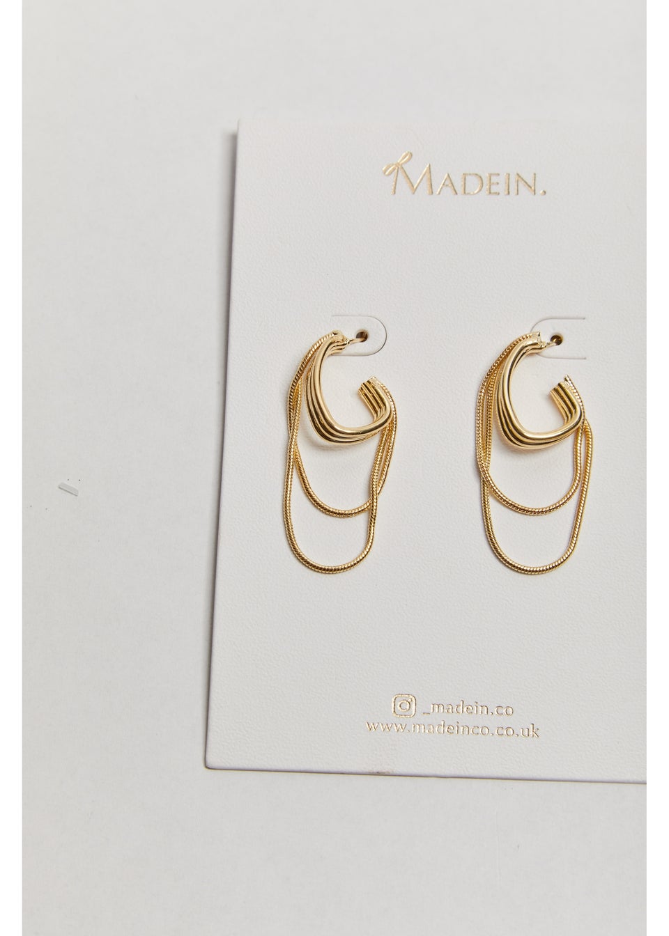 Madein Gold Chain Drop Hoop Earrings