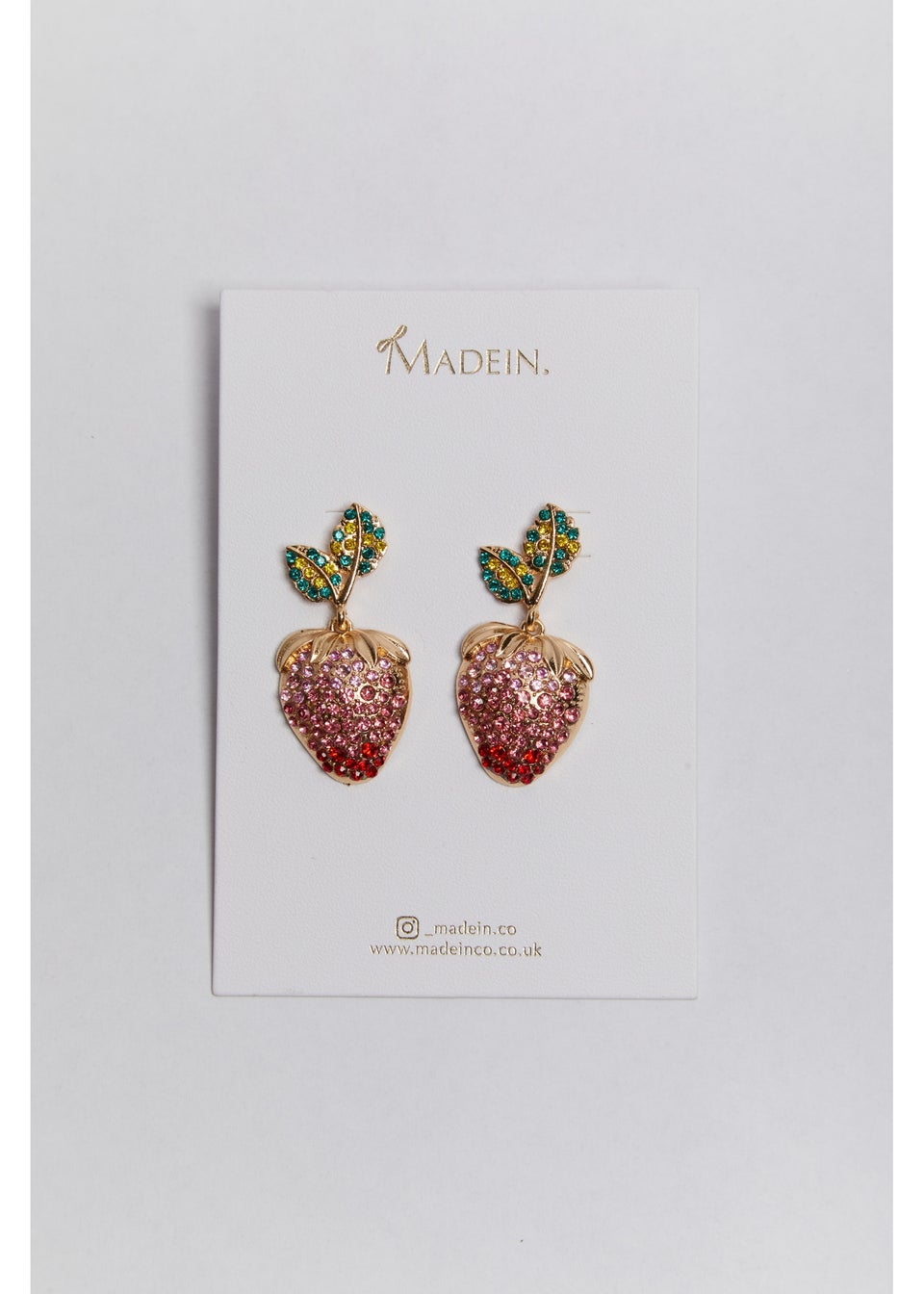 Madein Pink Embellished Strawberry Earrings