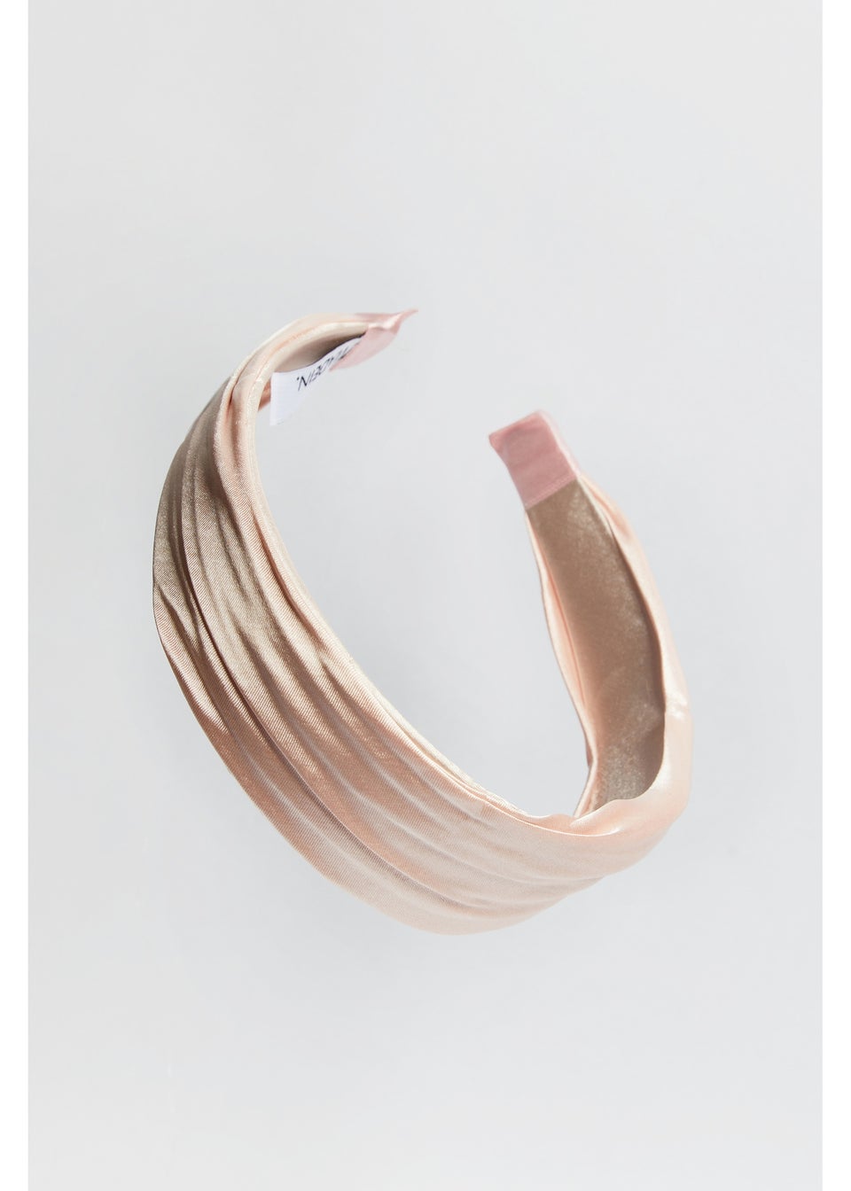 Madein Blushed Pink Satin Ruched Headband