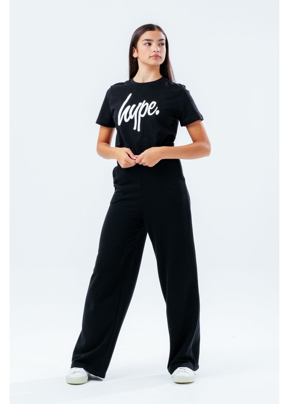 Hype Kids Black Script Crop T-Shirt (3-16yrs)