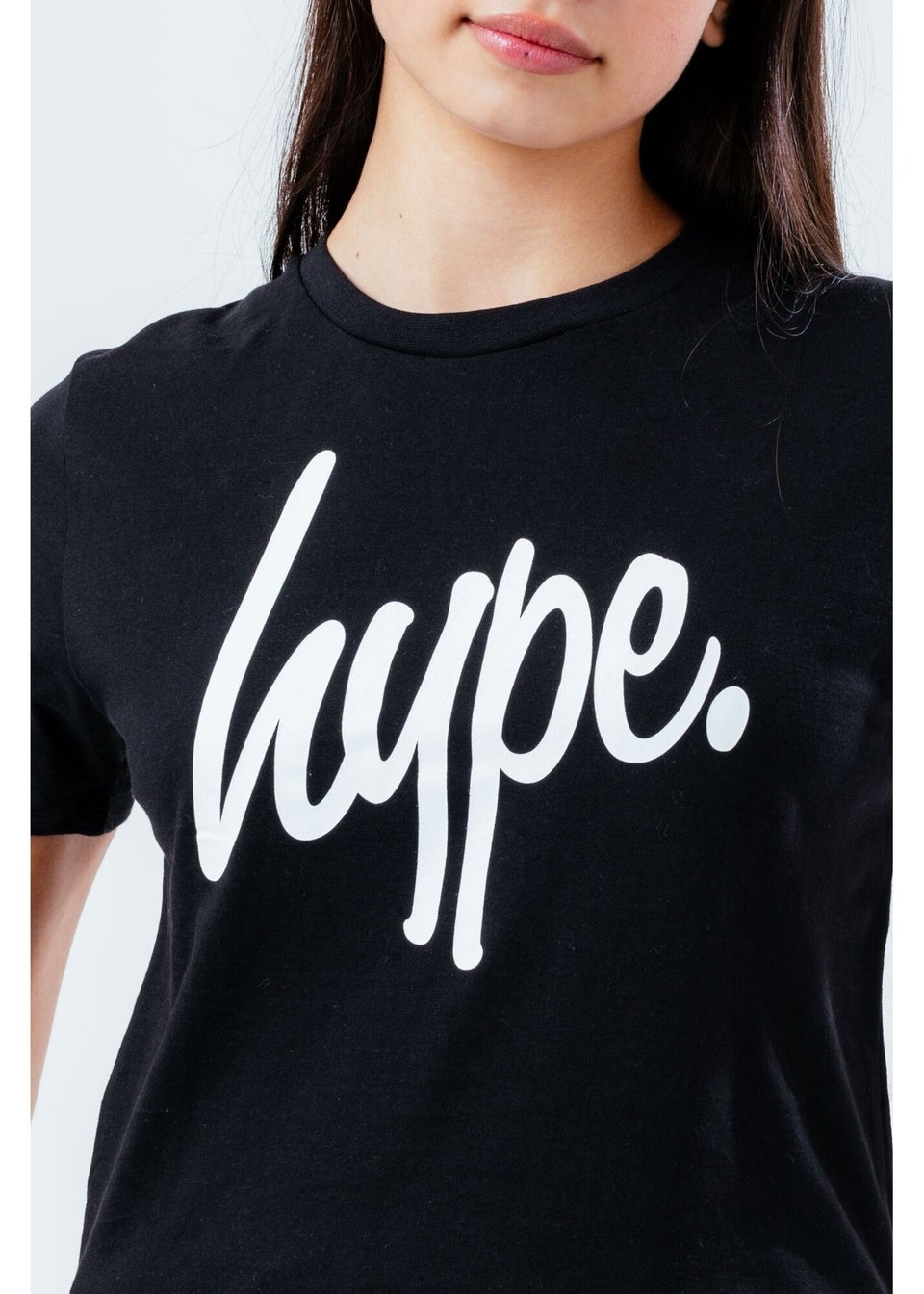 Hype Kids Black Script Crop T-Shirt (3-16yrs)