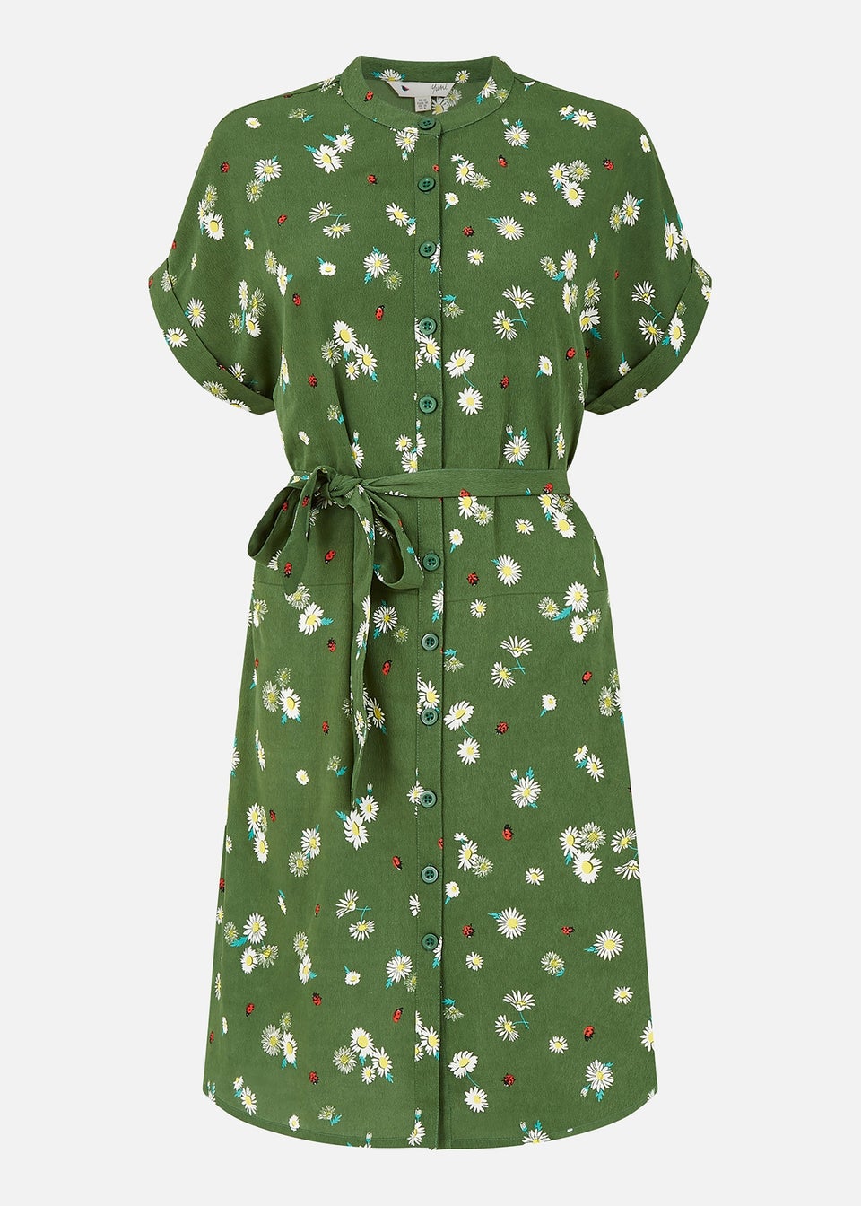 Yumi Green Daisy Ladybird Print Shirt Dress