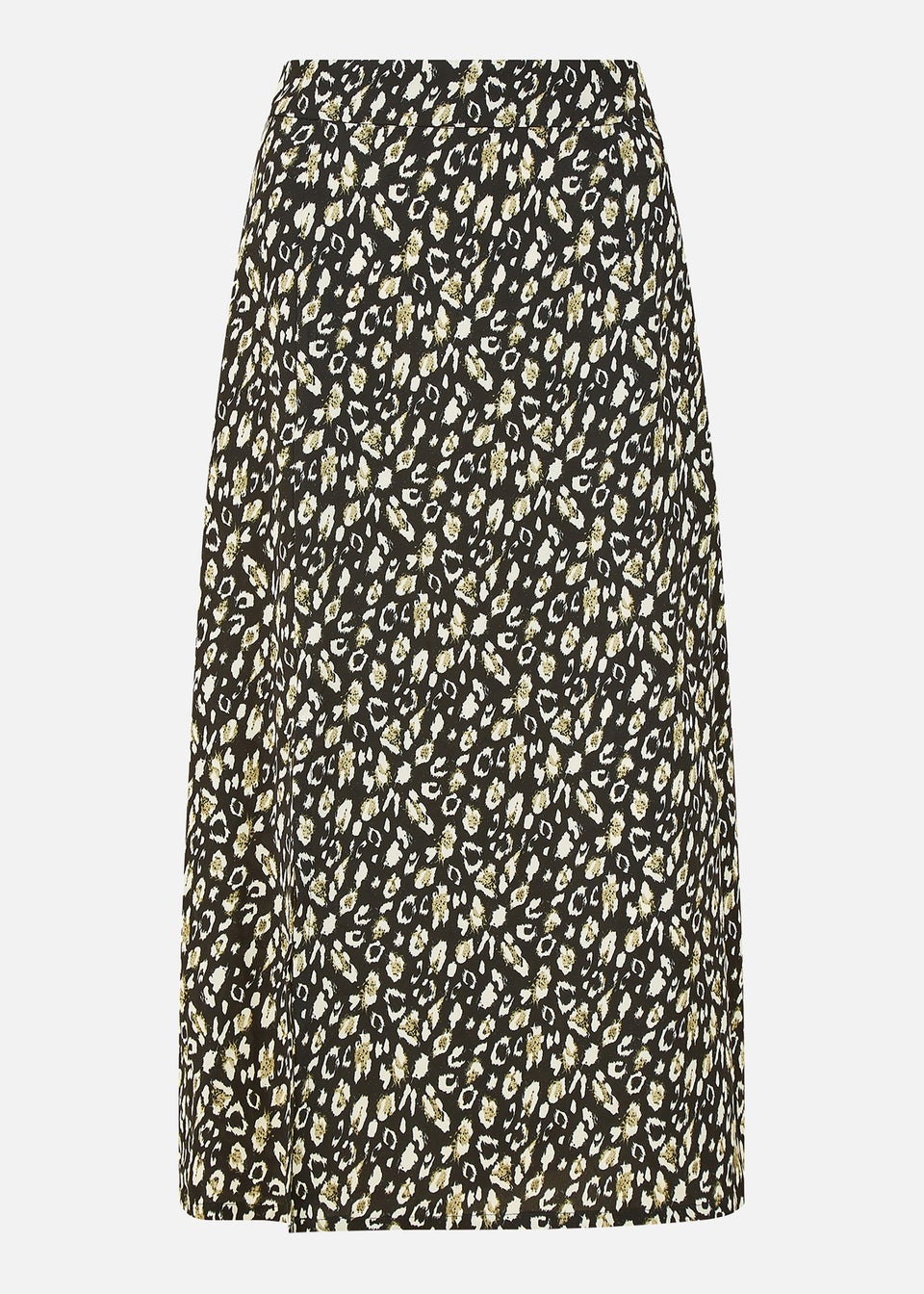 Yumi Black Leopard Print Midi Skirt