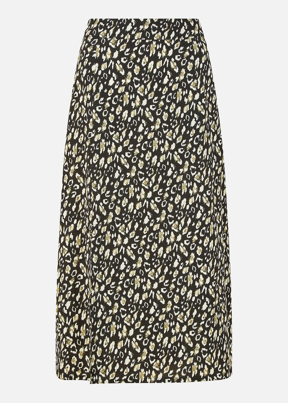 Yumi Black Leopard Print Midi Skirt