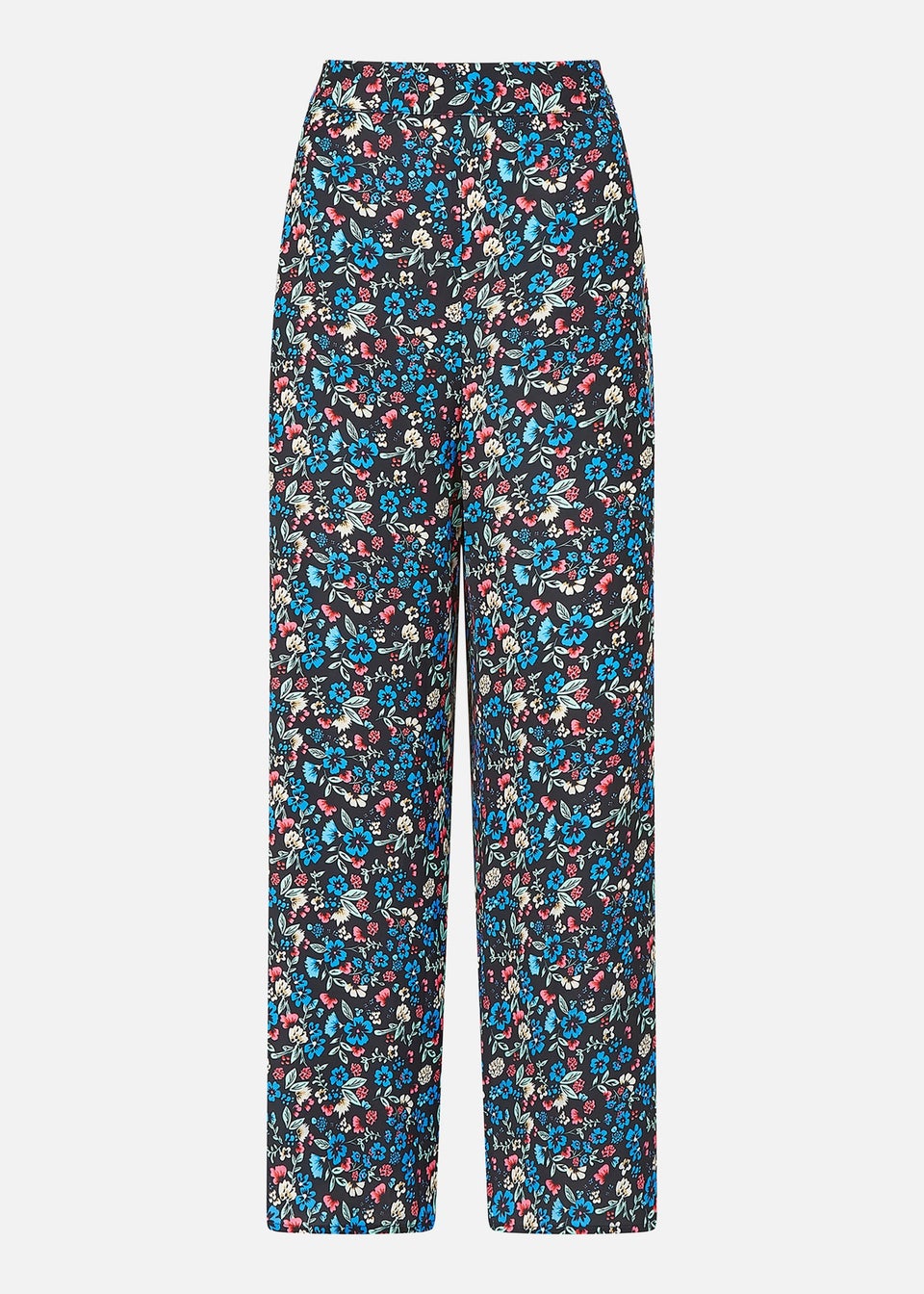 Yumi Blue Floral Print Wide Leg Trousers