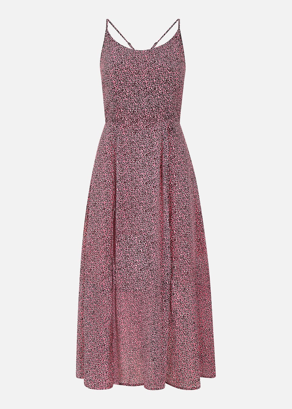 Yumi Pink Leopard Print Midi Sundress