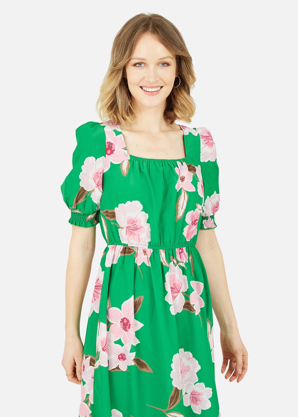 Yumi Green Oversized Floral Gypsy Maxi Dress