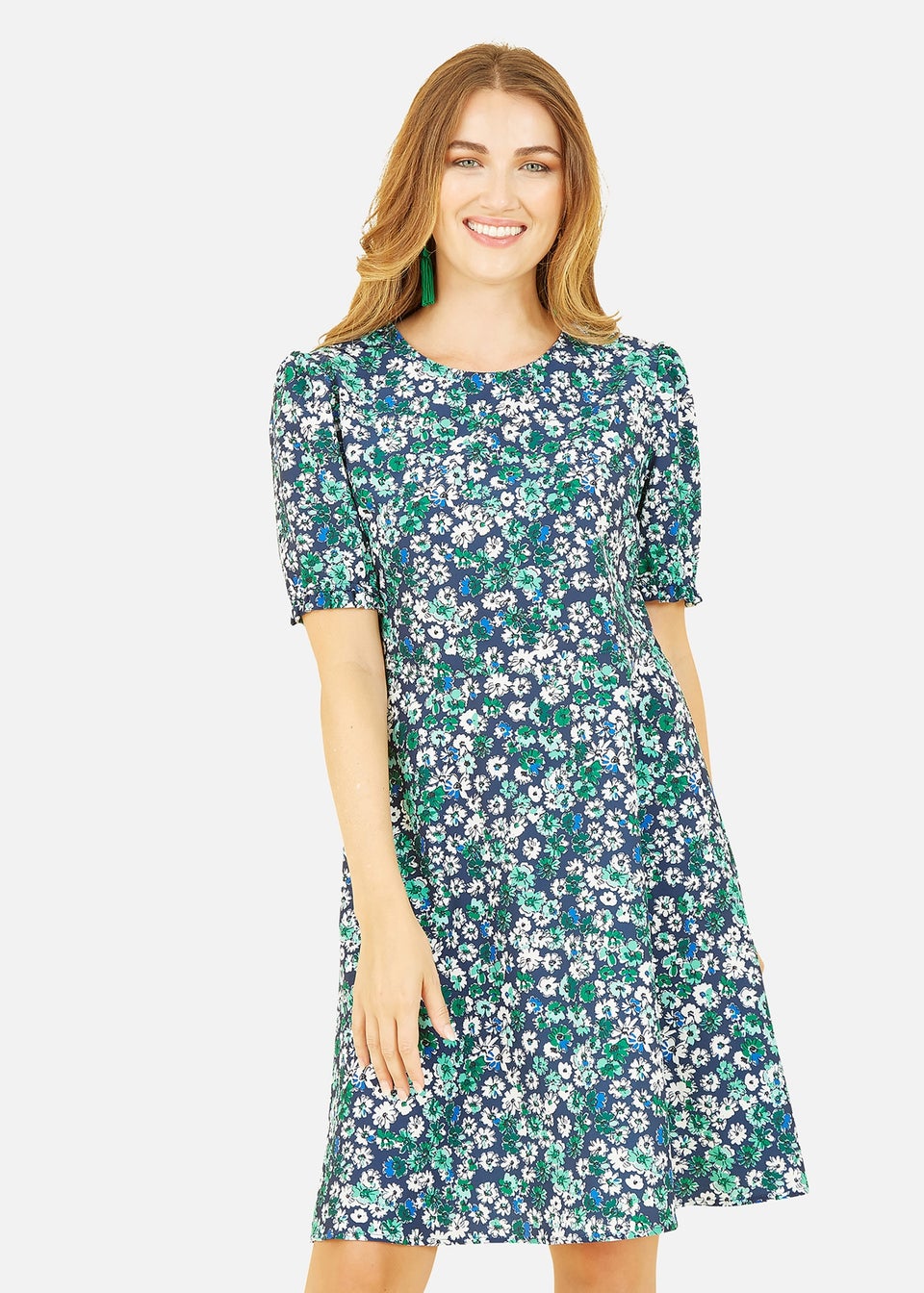 Yumi Green Daisy Print Skater Dress