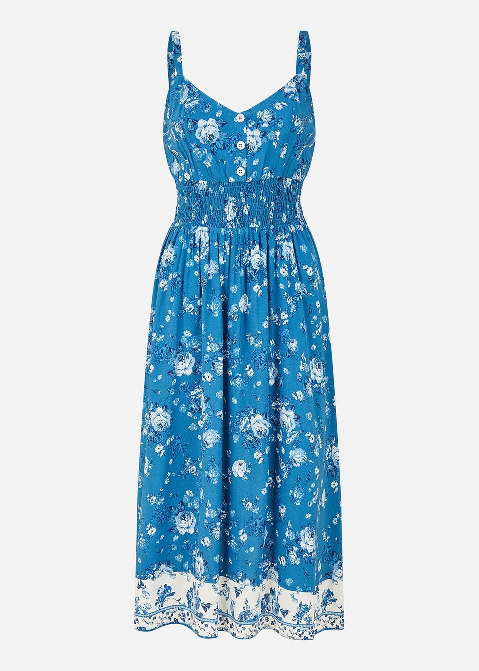 Yumi Blue Flower Midi Strappy Sundress