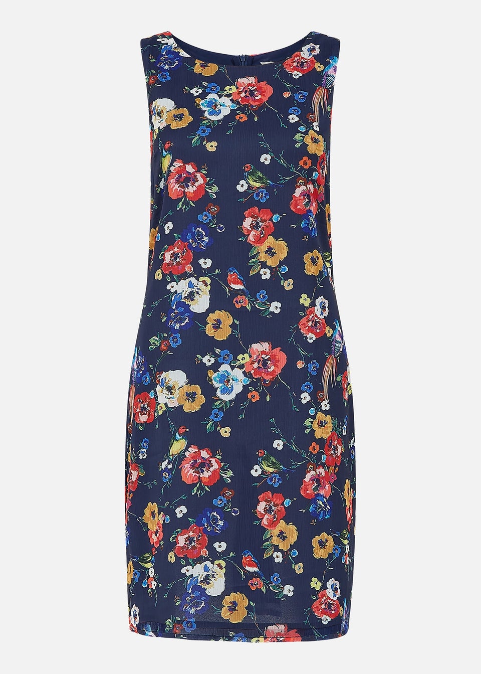 Yumi Navy Bird And Floral Print Shift Dress