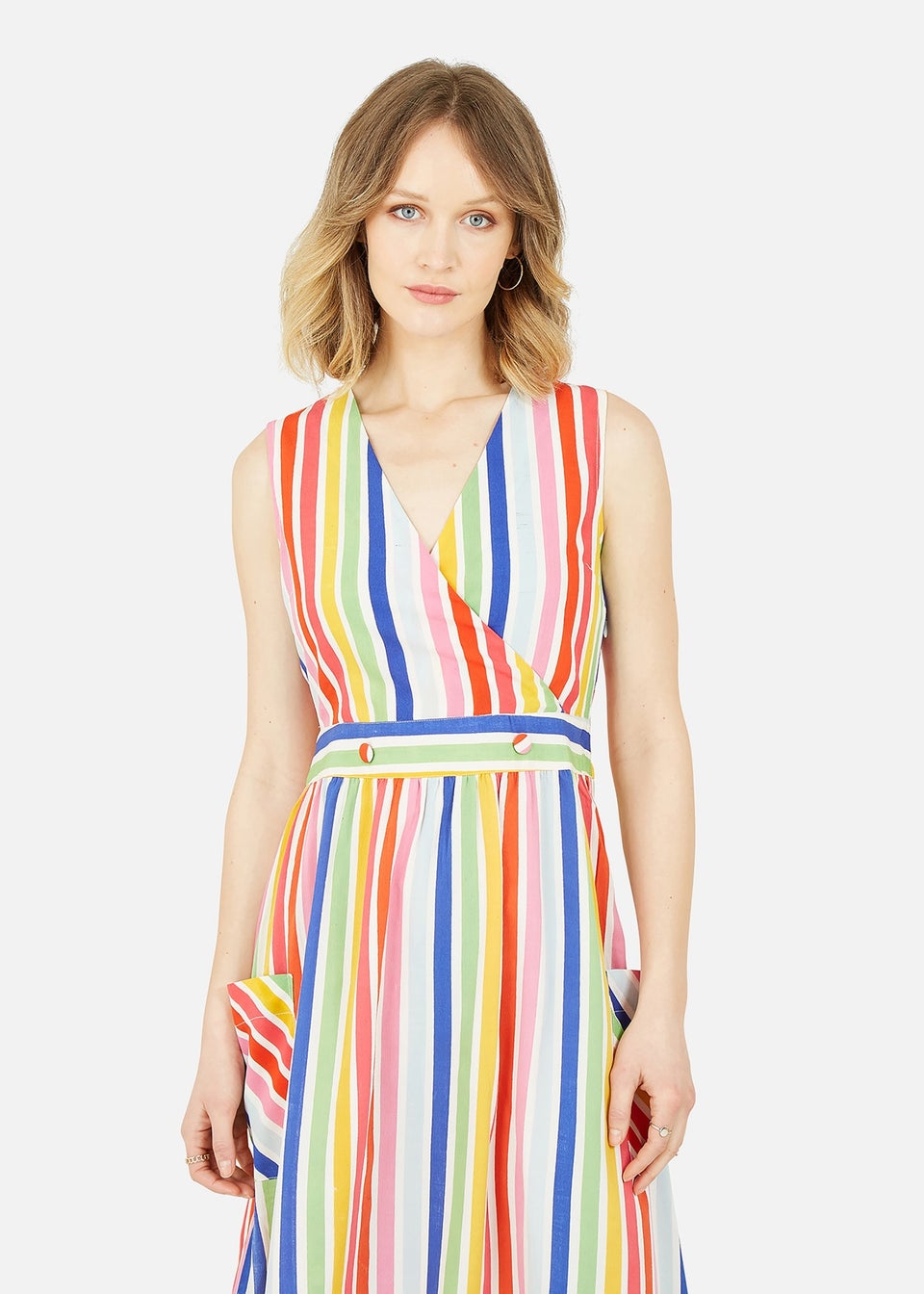 Yumi Multicoloured Wrap Dress With Pockets