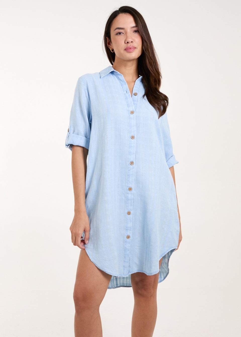 Blue Vanilla Blue Button Down Shirt Dress