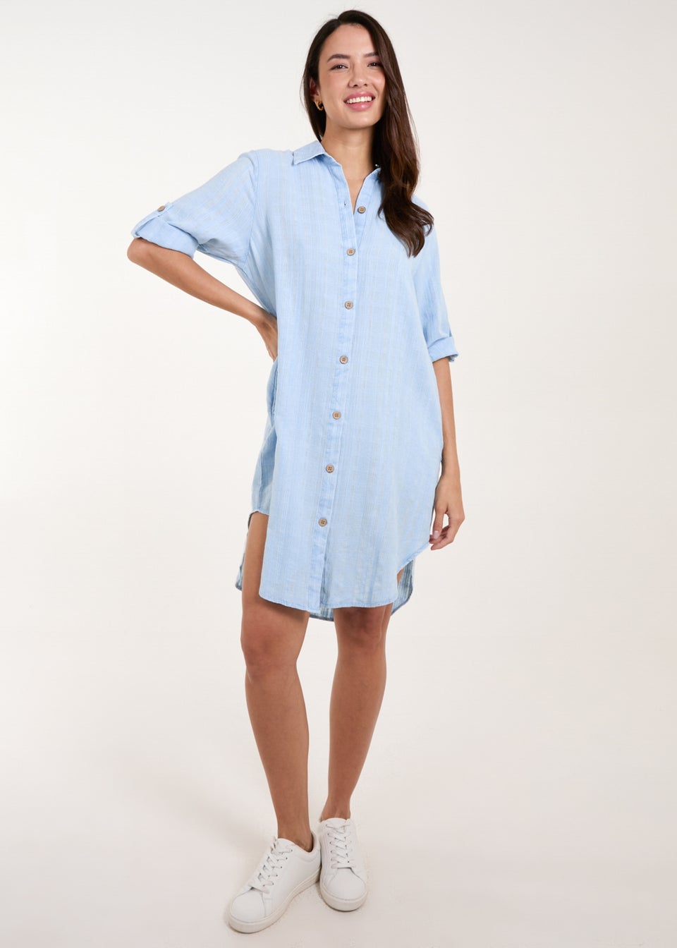 Blue Vanilla Blue Button Down Shirt Dress