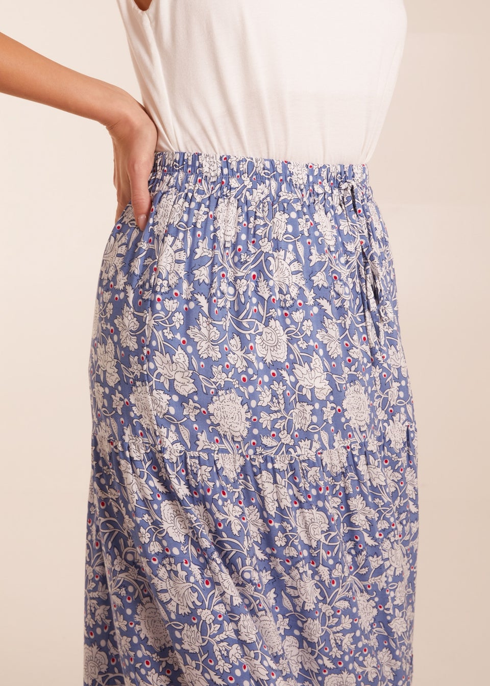 Blue Vanilla Blue Elasticated Waistband Tiered Maxi Skirt