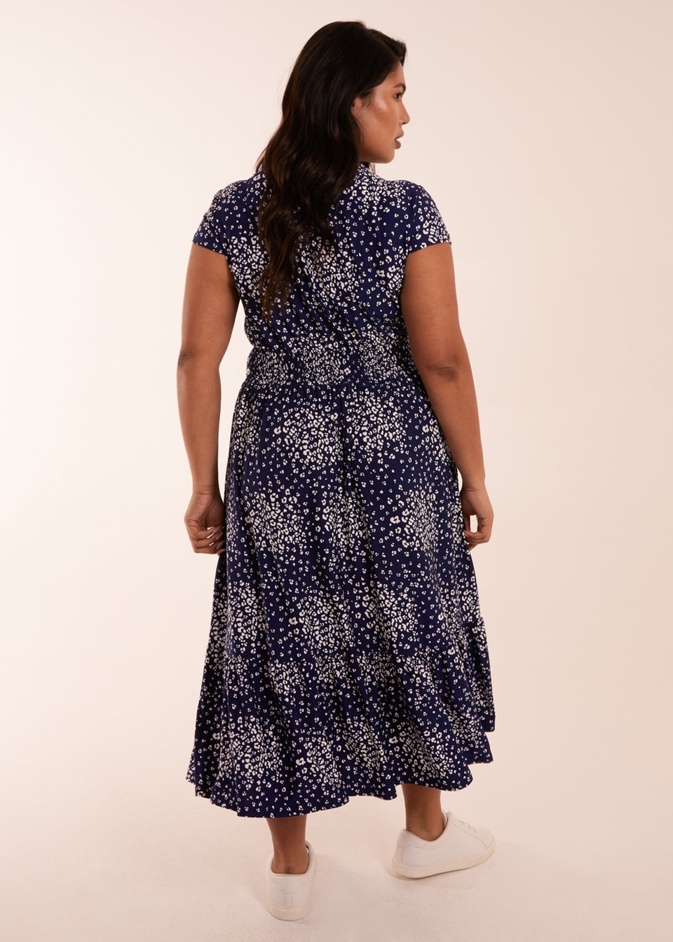 Blue Vanilla Curve Navy  Button Through Midi Dress