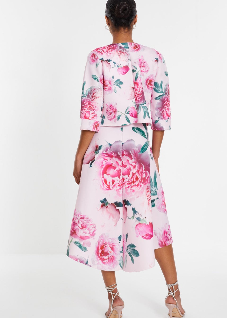Quiz Pink Floral Split Sleeve Crop Jacket