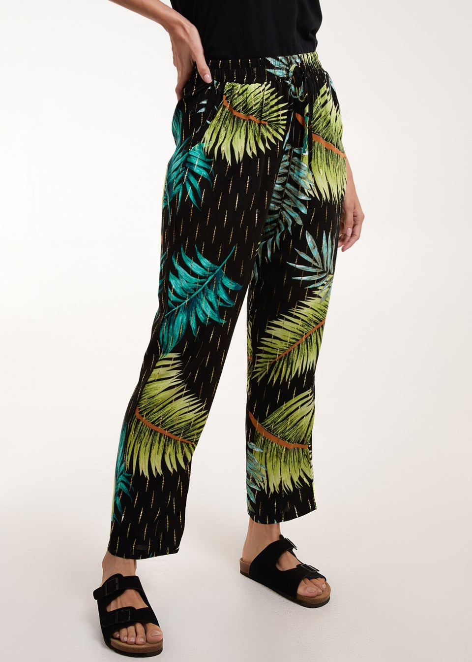 Blue Vanilla Black Palm Print Trousers