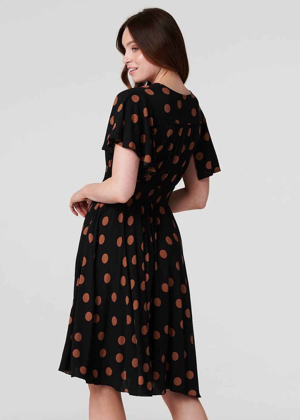 Izabel London Black Polka Dot Fit & Flare Short Dress
