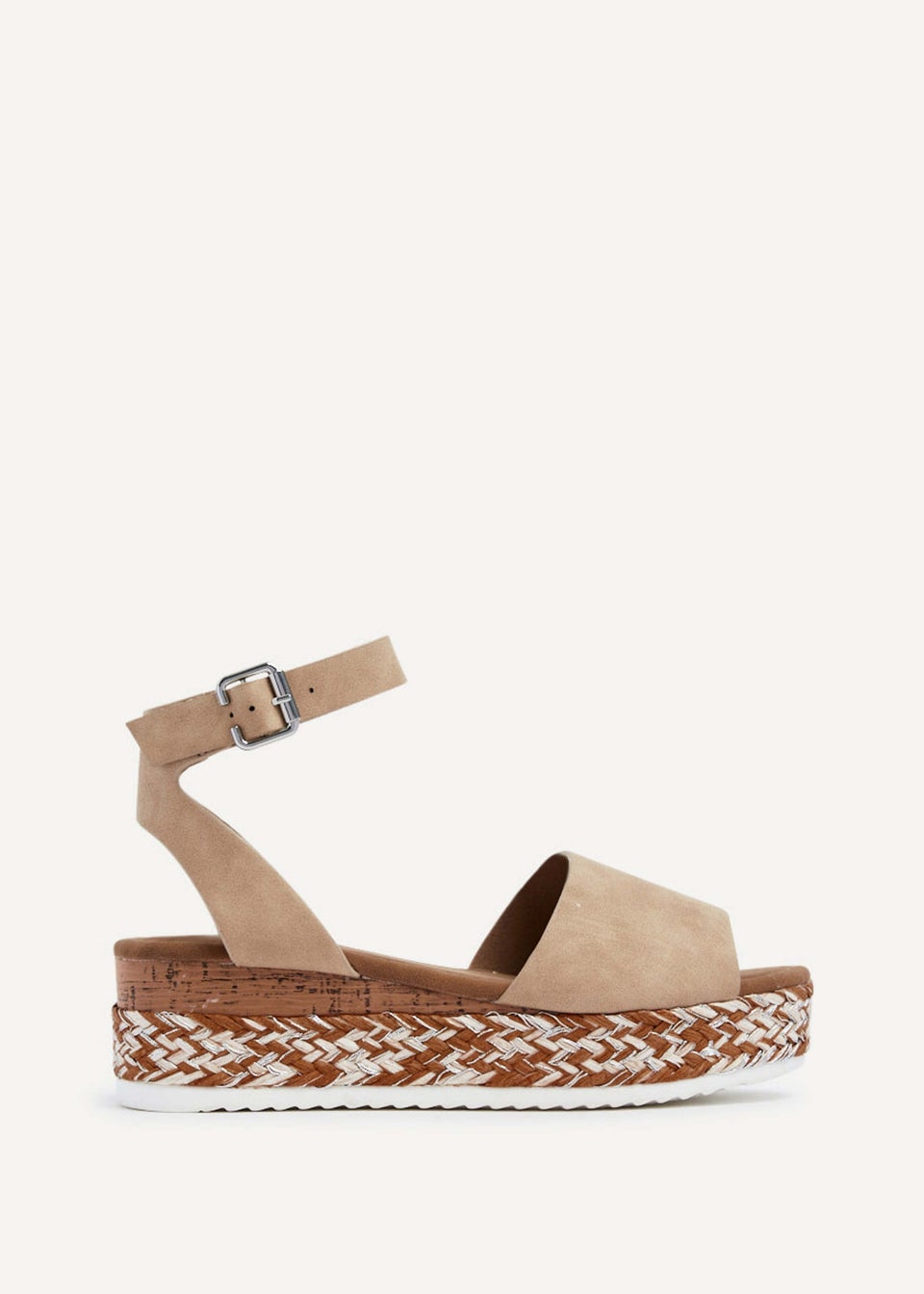 Linzi Coast Nude Faux Nubuck Flatform Two Part Sandal