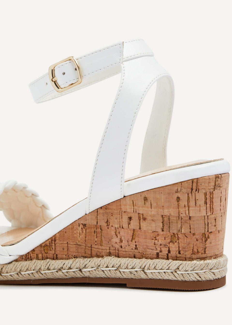 Linzi Regan White Faux Leather Plaited Wedge