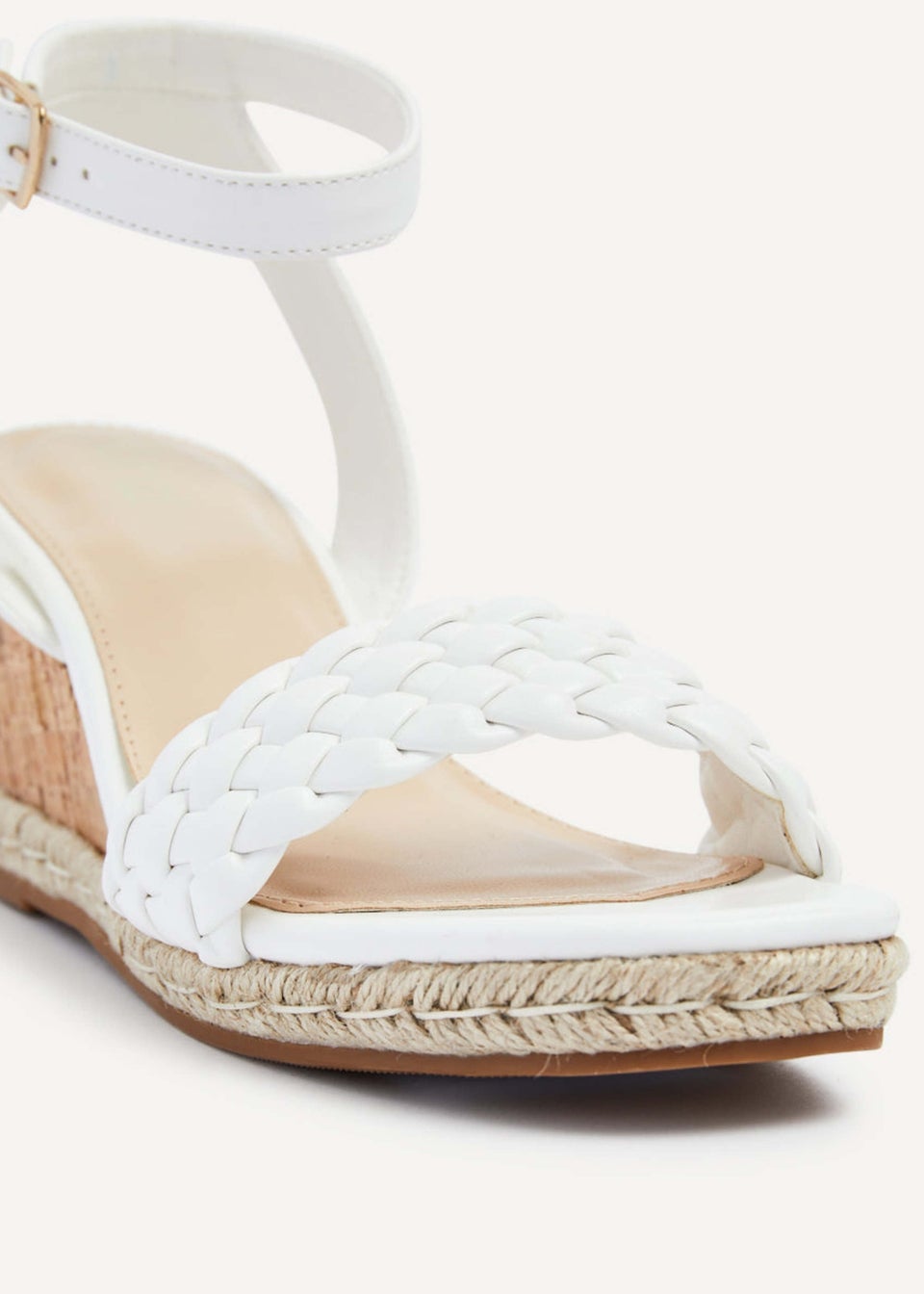 Linzi Regan White Faux Leather Plaited Wedge