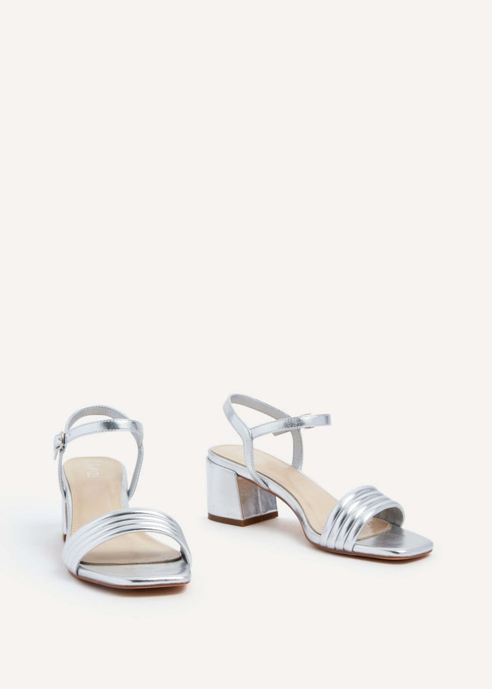 Linzi Toronto Silver Faux Leather Block Heeled Sandal