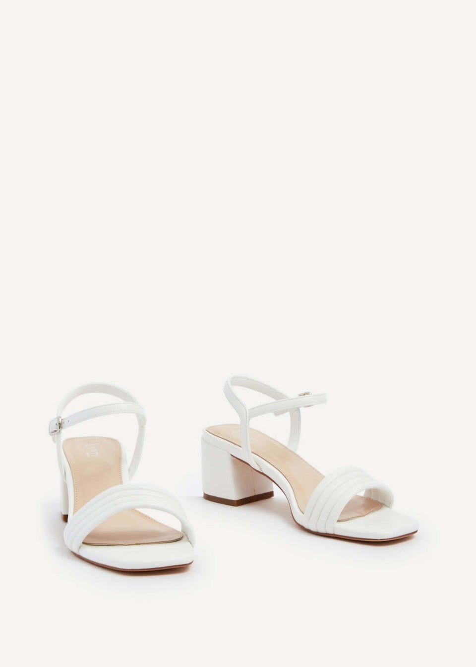 Linzi Toronto White Faux Leather Block Heeled Sandal Matalan