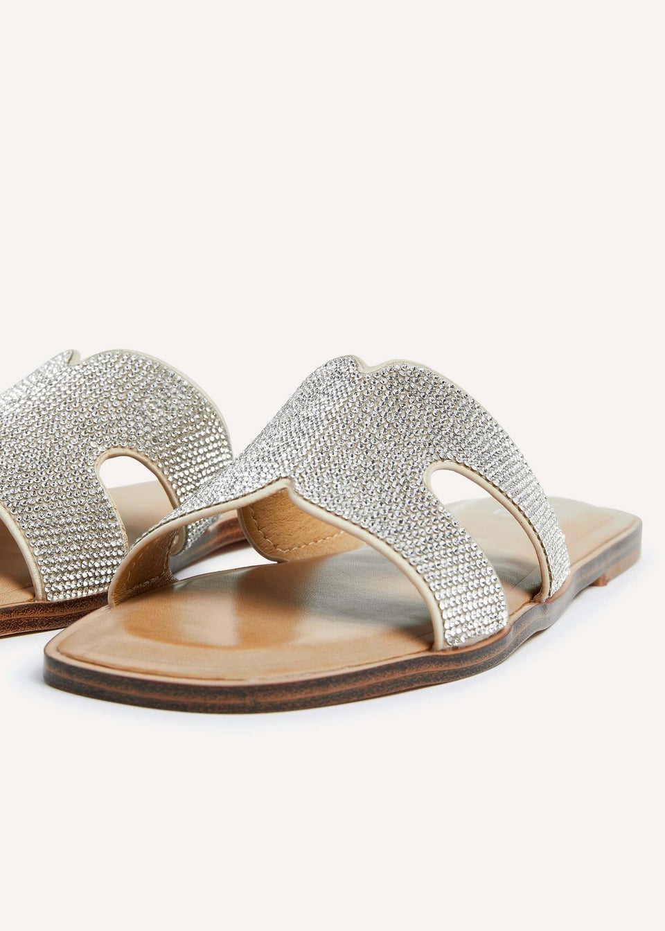 Linzi Becca Silver Diamante Embellished Slider Sandal