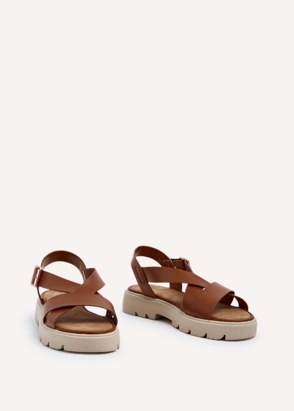 Linzi Blake Tan Faux Leather Chunky Sandal