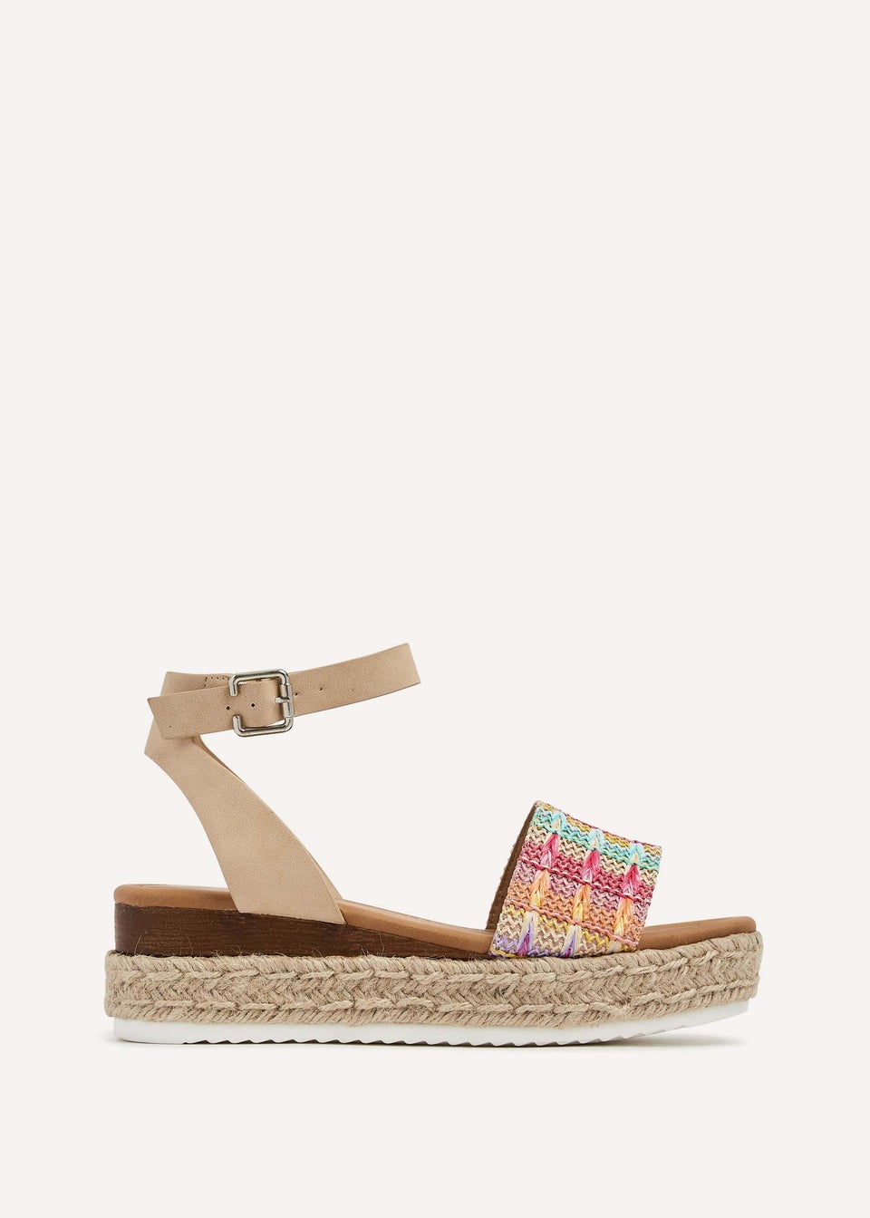 Linzi Anya Multi Coloured Raffia Flatform Sandal