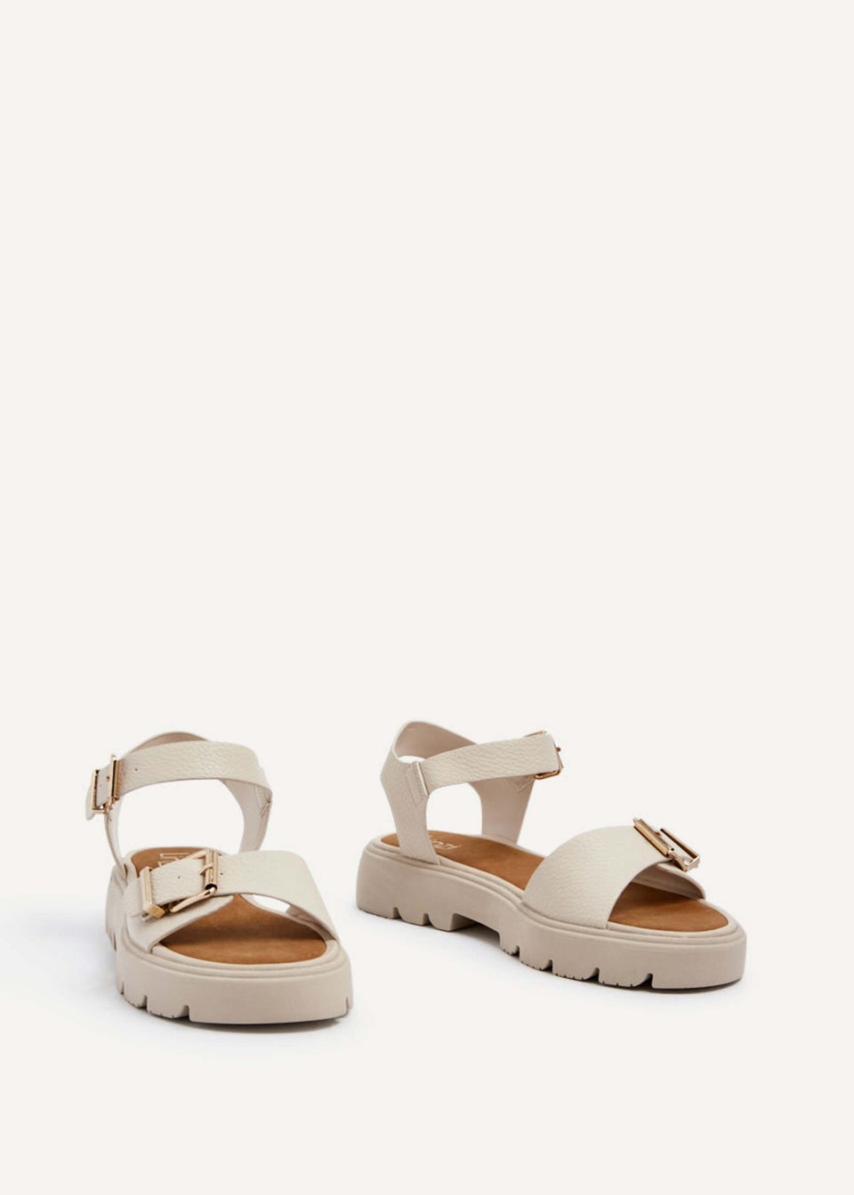 Linzi Comet Nude Faux Grain Leather Chunky Sandal