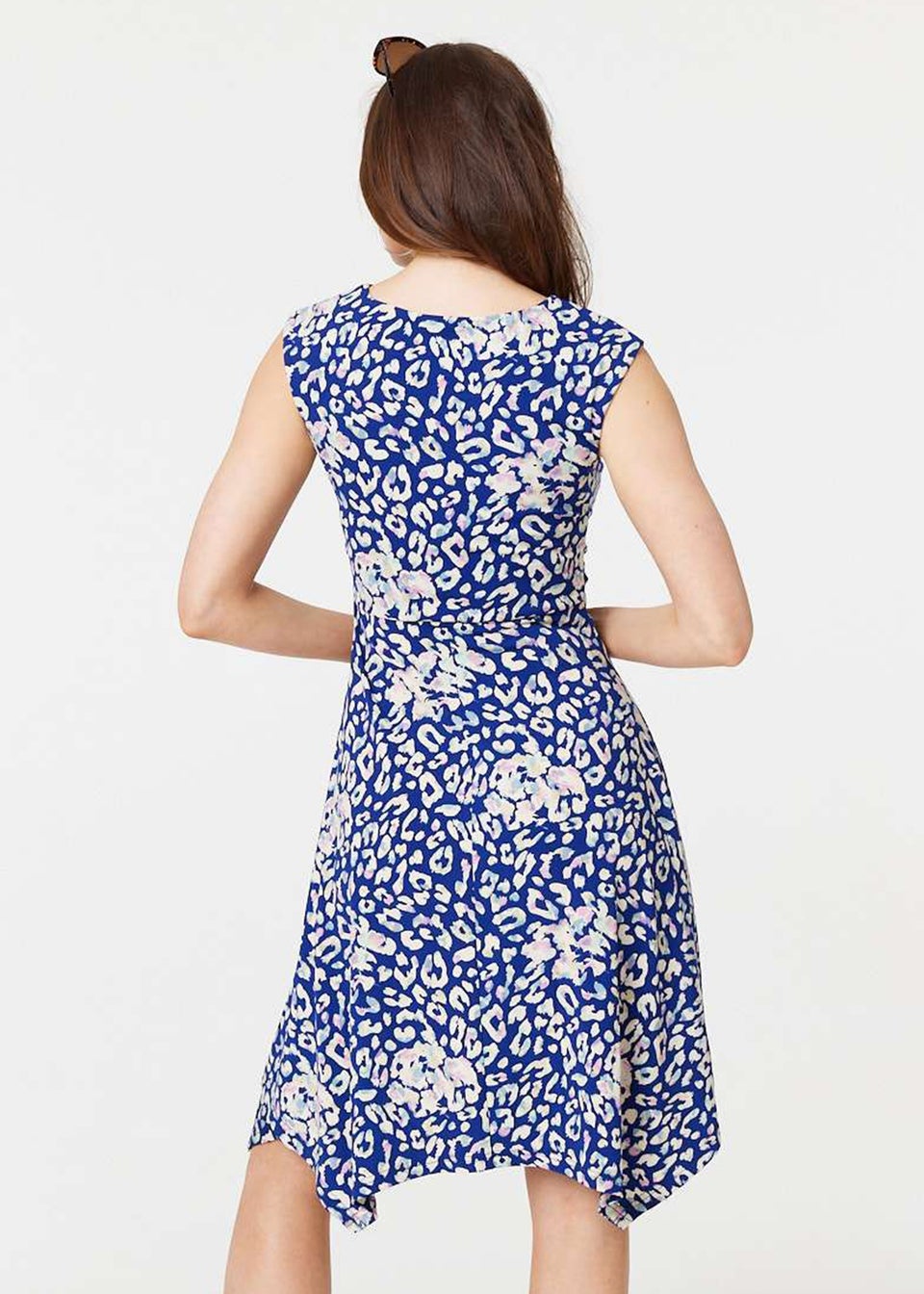Izabel London Blue Animal Print Sleeveless Short Dress