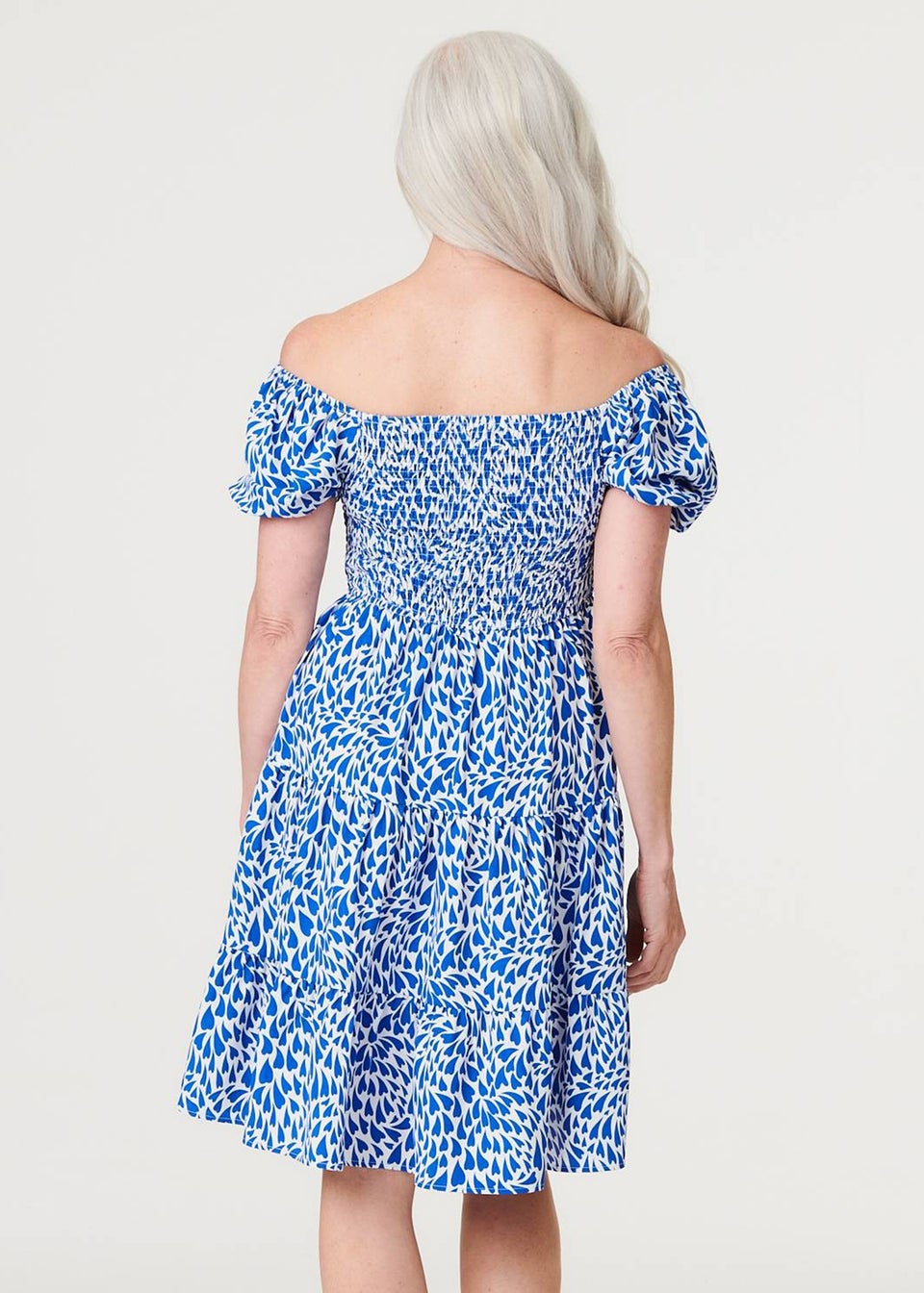 Izabel London Blue Heart Print Knee Length Smock Dress