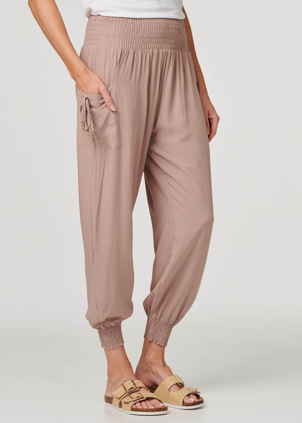 Izabel London Brown High Waist Pull On Tapered Pants