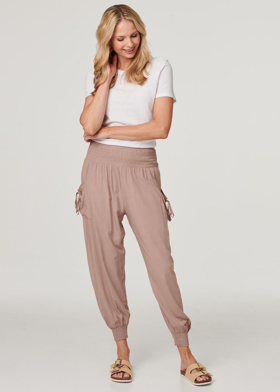 Izabel London Brown High Waist Pull On Tapered Pants
