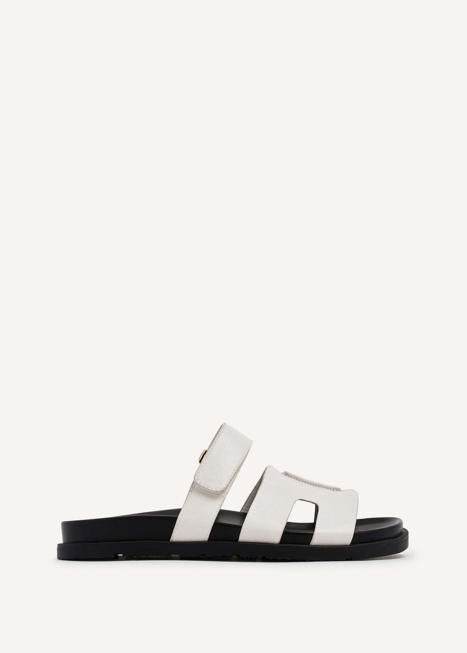 Linzi Emmy White Faux Leather Footbed Linked Design Sandal