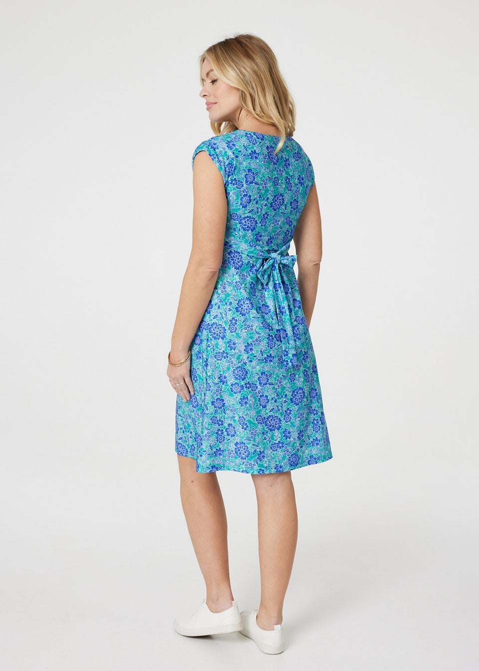 Izabel London Green Floral Tie Front Sleeveless Tunic Dress