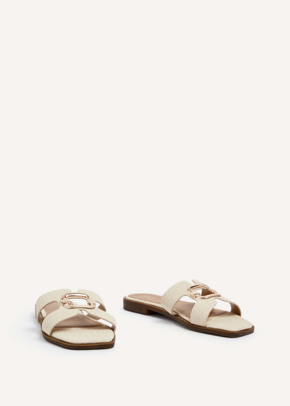 Linzi Vida Ivory Canvas Flat Sandal