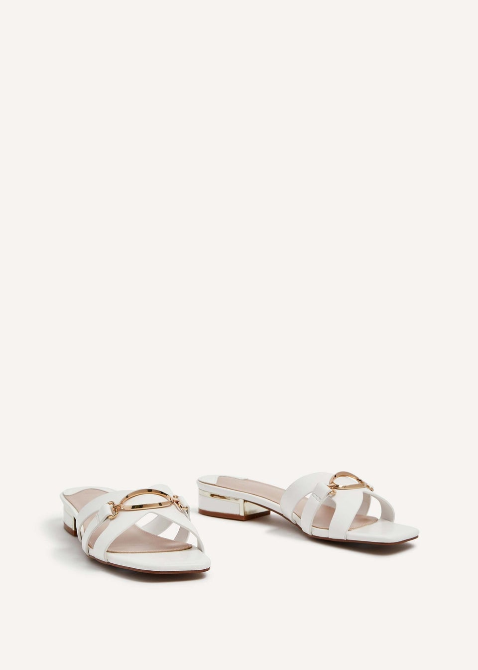 Linzi Gallery White Faux Leather Low Heeled Sandal