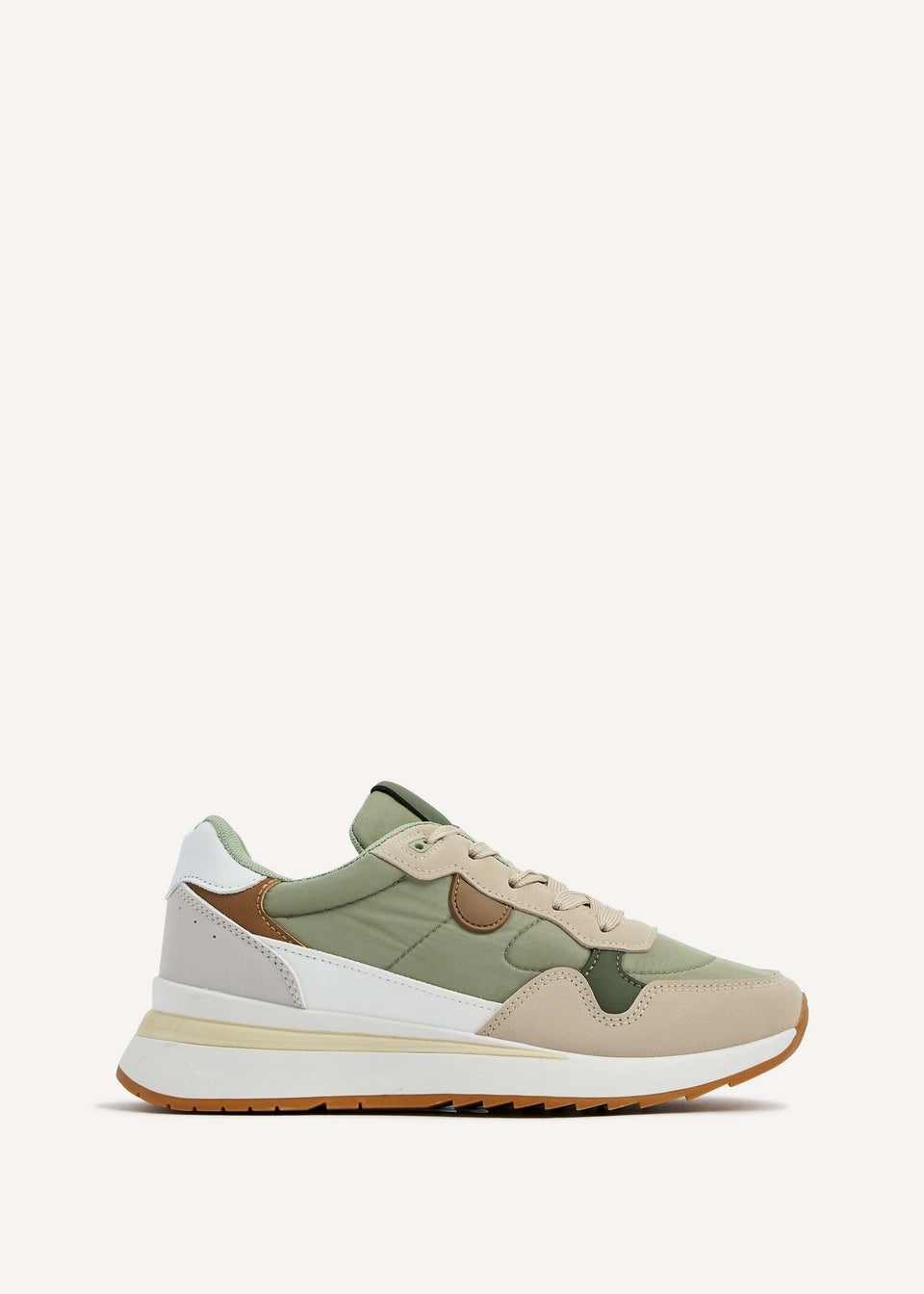 Linzi Clapham Khaki Two-Tone Wedged Trainer