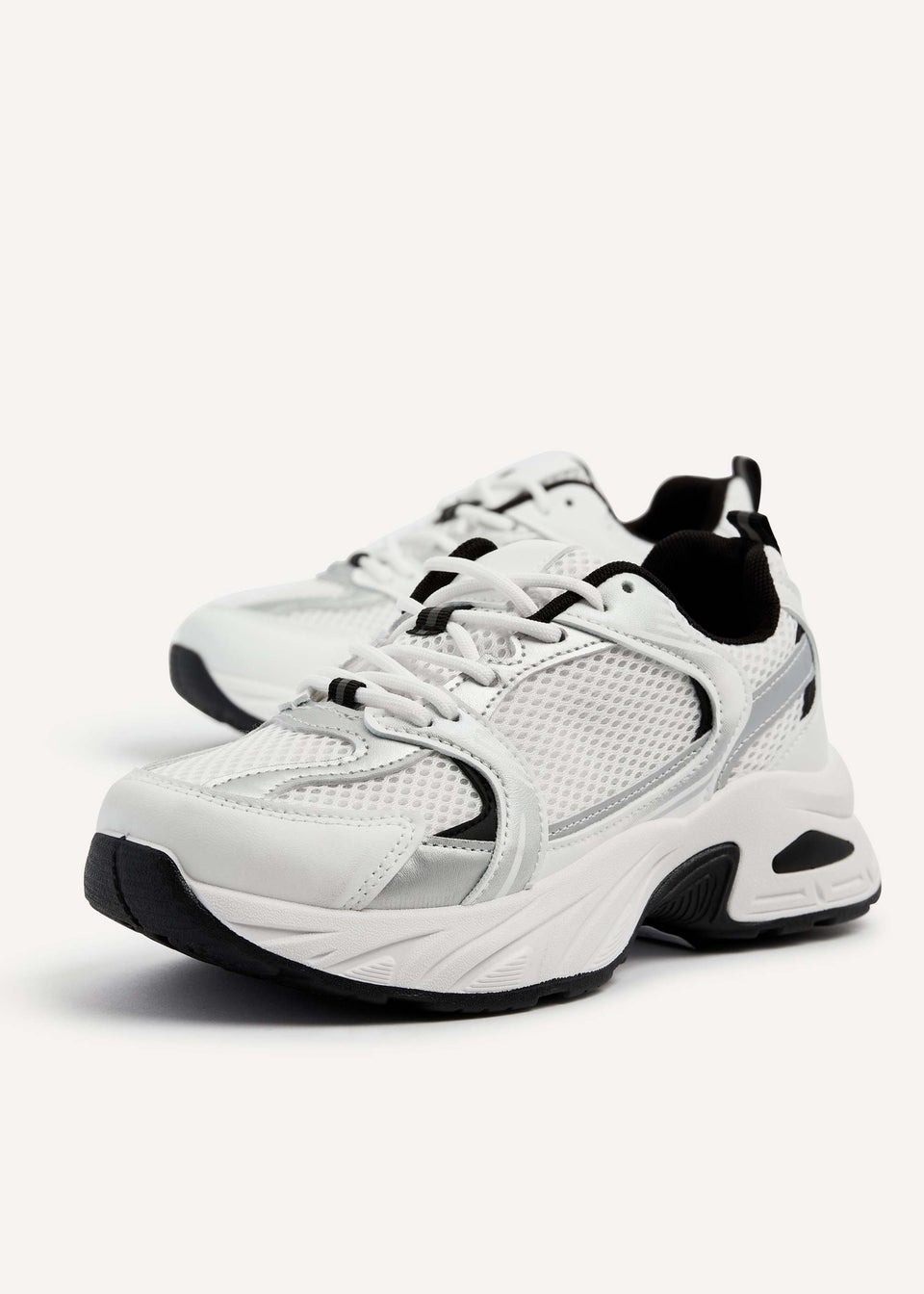 Linzi Venture White Mesh Effect Chunky Trainer