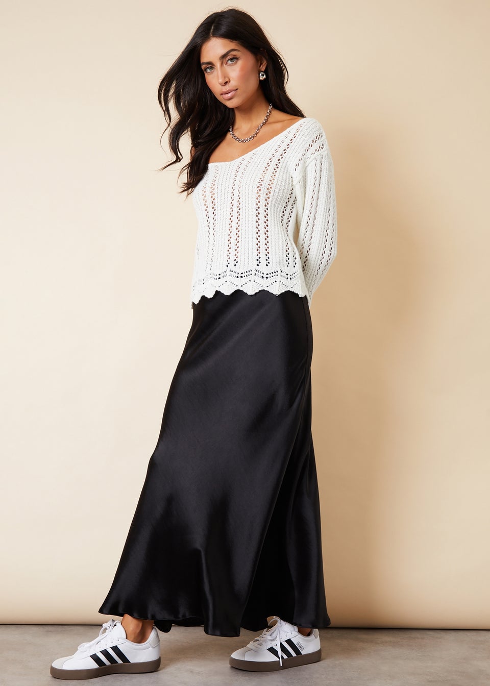 Threadbare Black Ariel Satin Maxi Slip Skirt
