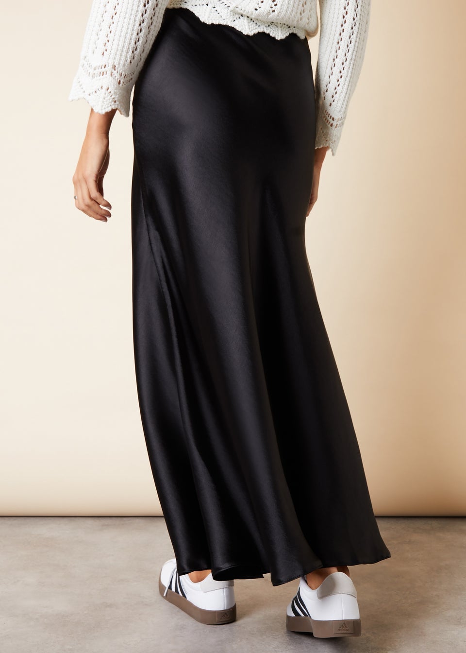 Threadbare Black Ariel Satin Maxi Slip Skirt