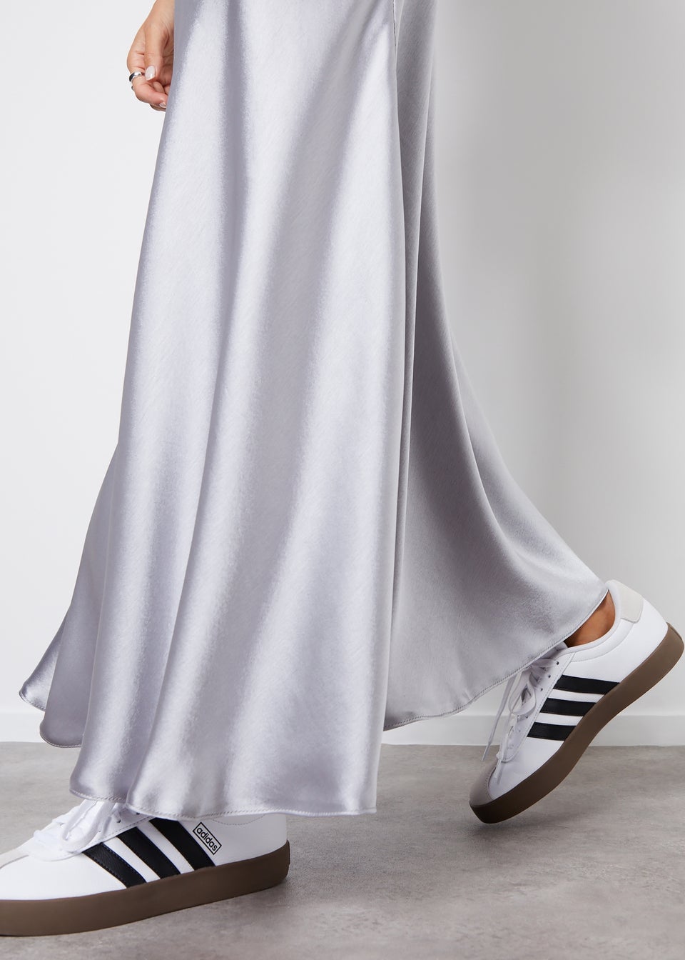 Threadbare Silver Ariel Satin Maxi Slip Skirt
