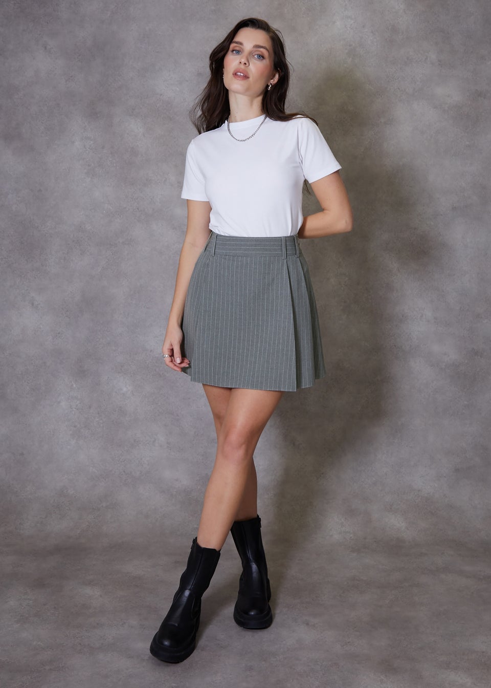 Grey pleated a line skirt sale