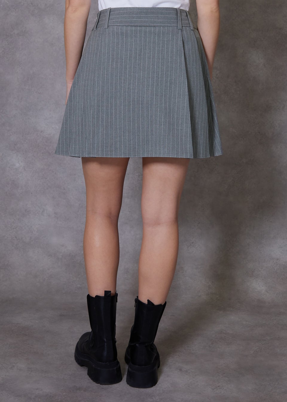 Threadbare Grey Pleated A-Line Mini Skirt