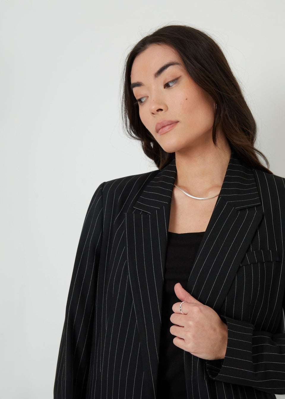 Threadbare Black Classic Pinstripe Lined Blazer